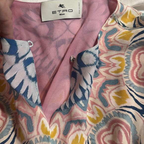 Etro ladies floral print boho butterfly keyhole midi silk dress size 44 us 10 - Picture 15 of 15